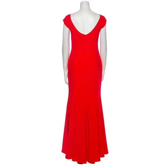 Mikael Aghal Mermaid V-neck Embellished Gown Maxi Dress Size 6 Red #1J403 - Picture 4 of 12